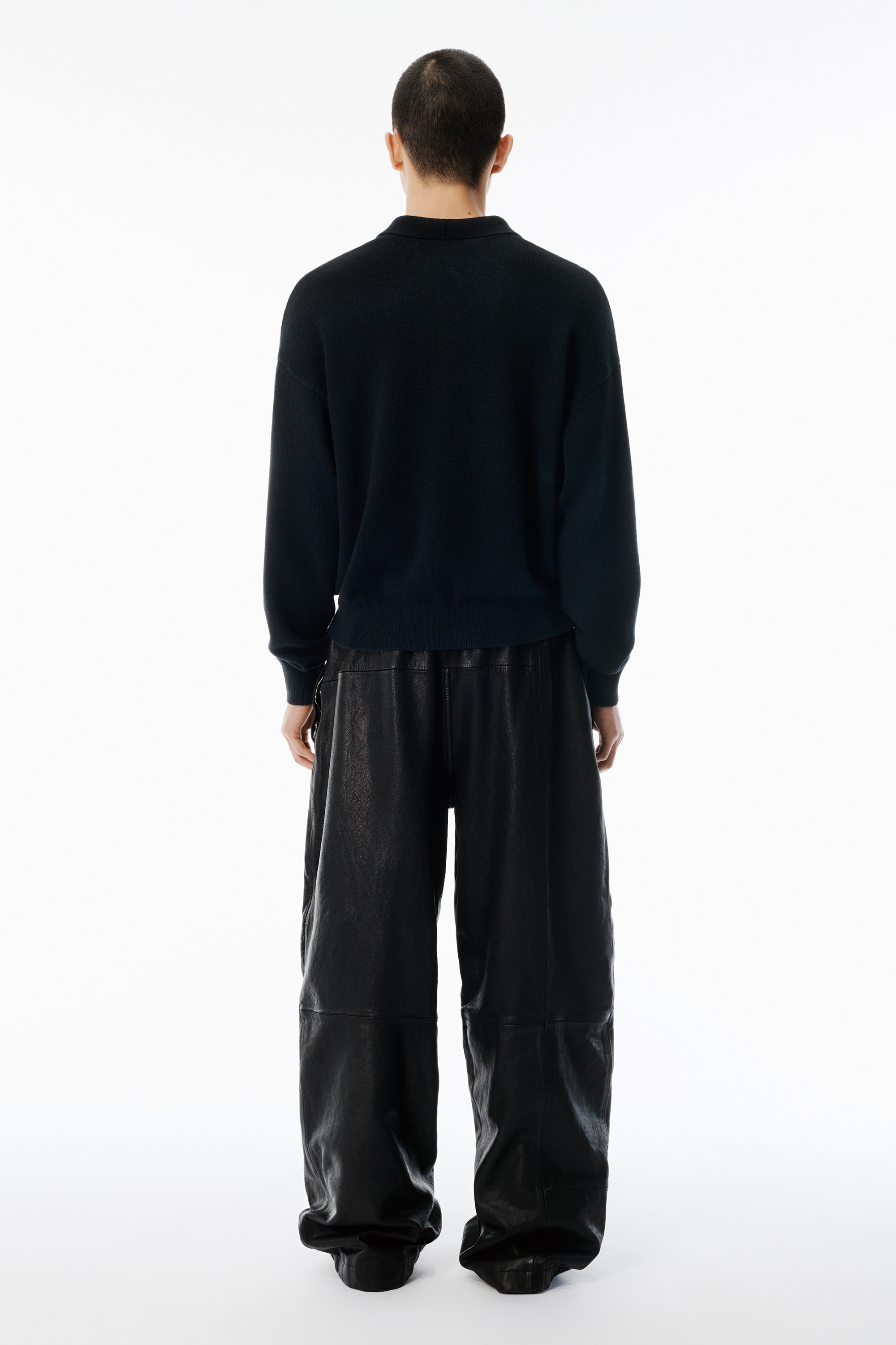 Black Wool-Blend Henley Pullover - 4