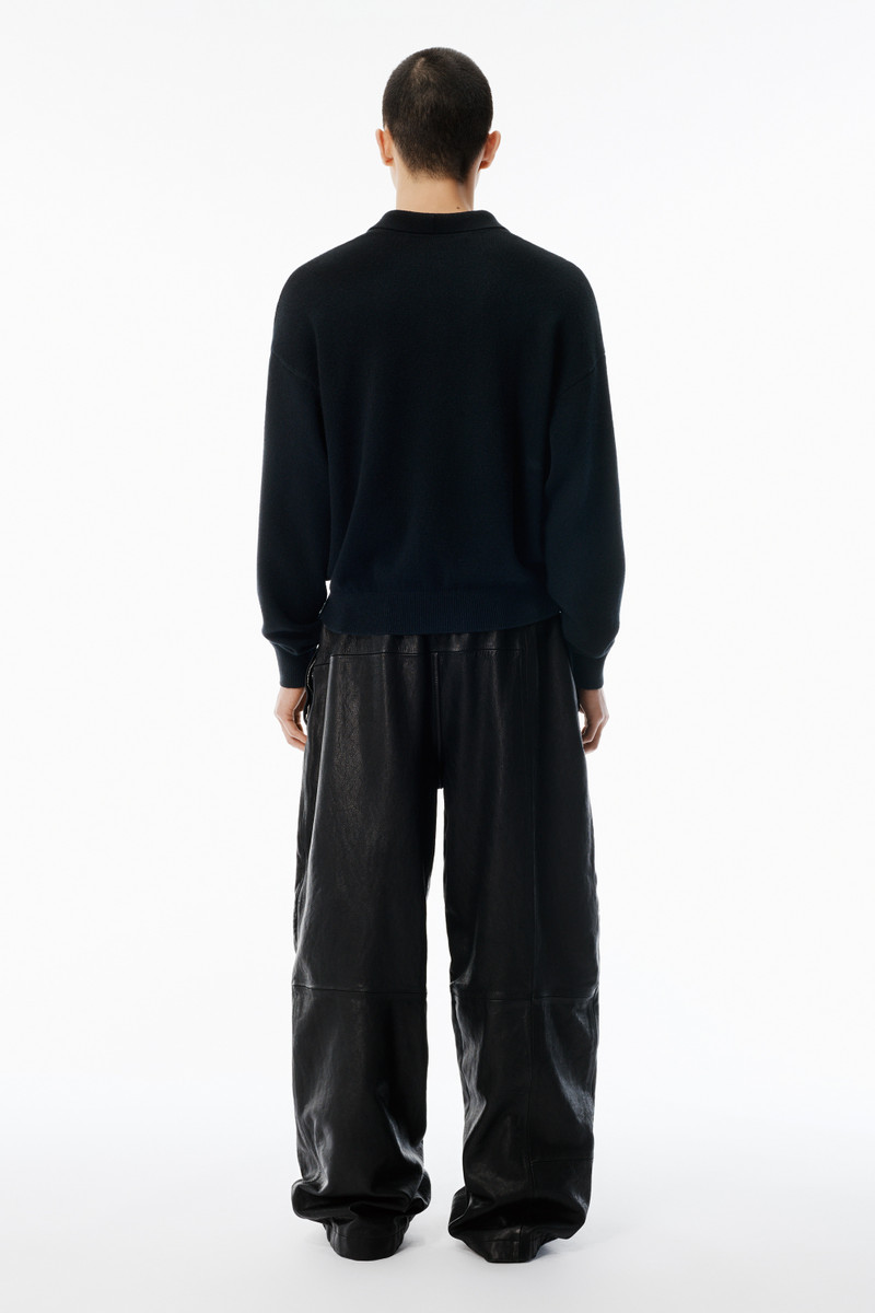 Black Wool-Blend Henley Pullover 4