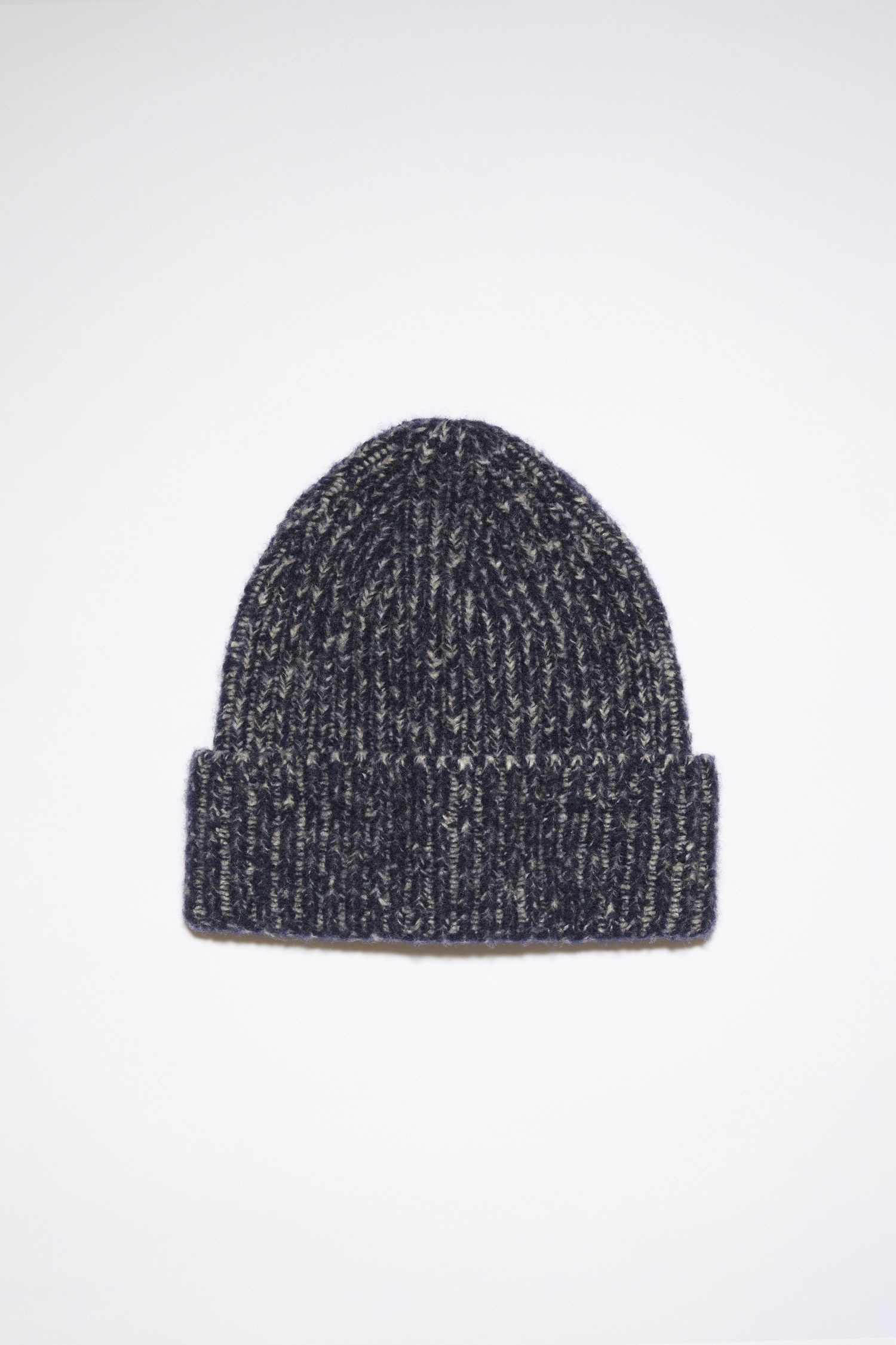 Ribbed beanie hat - Navy/Grey - 1