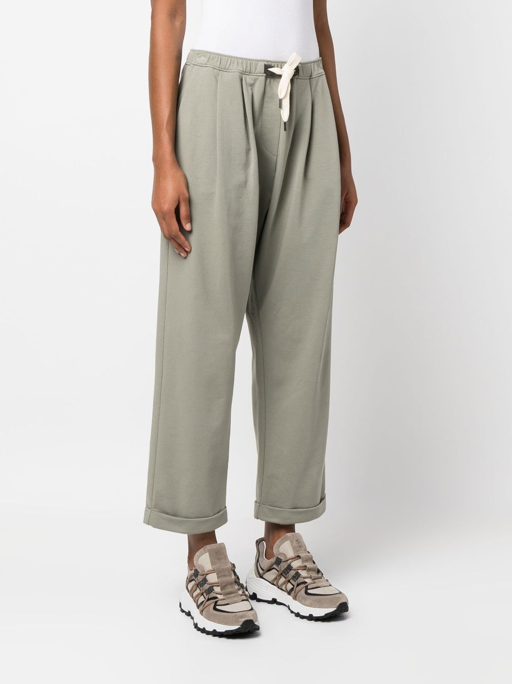 drawstring cropped cotton trousers - 3