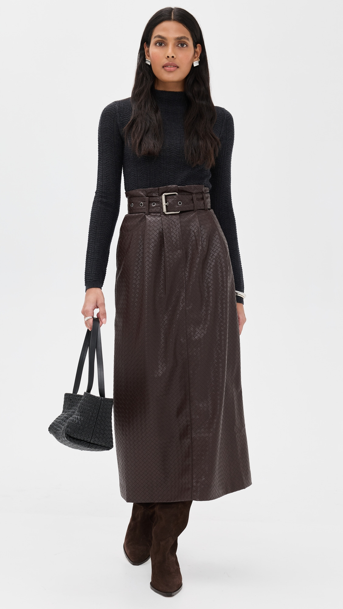 Midi Paper Waist Skirt - 4