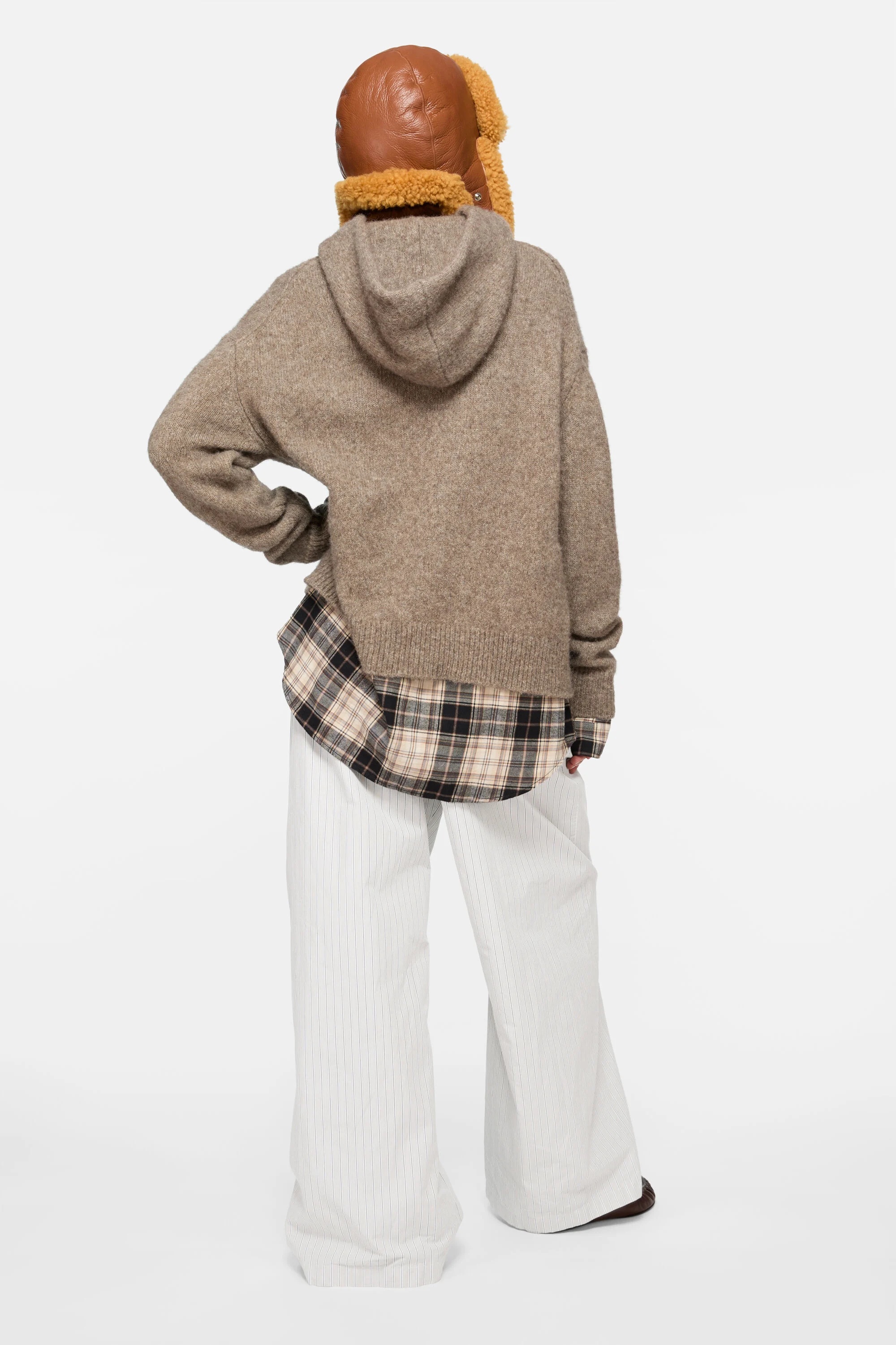 Striped cotton trousers - Multi brown - 3