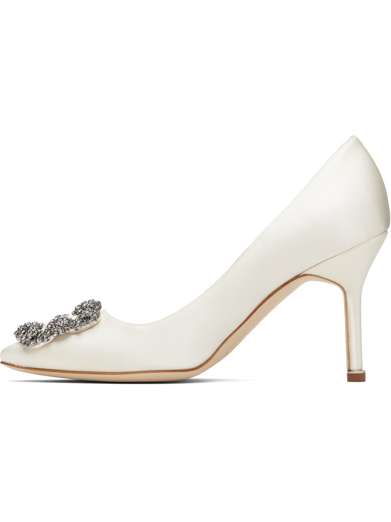 Manolo Blahnik White Hangisi Heels outlook