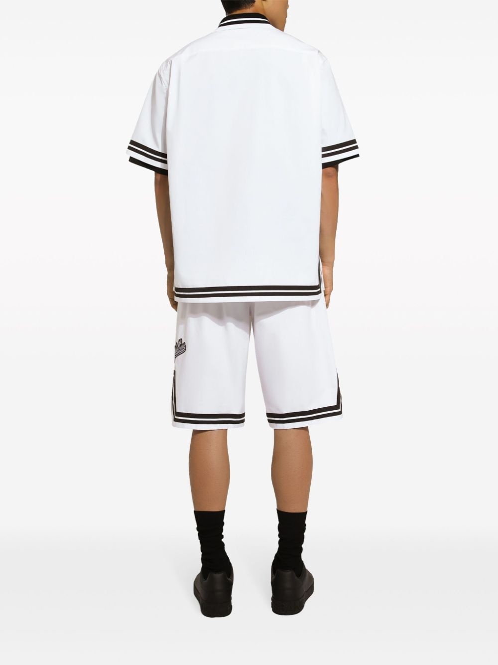logo-print cotton track shorts - 4