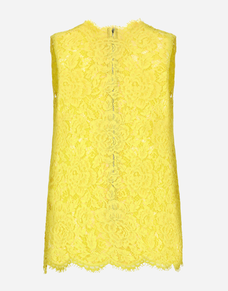 Branded floral cordonetto lace top - 1