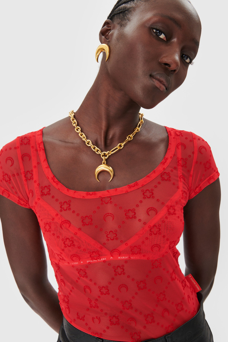 Marine Serre Regenerated Tin Moon Charms Necklace outlook