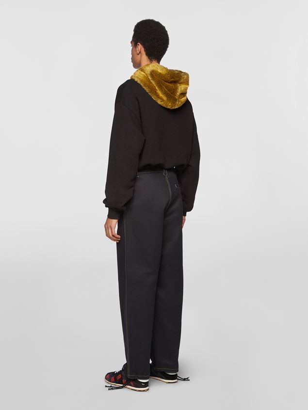 COTTON TWILL TROUSERS WITH DRAWSTRING BOTTOM - 3