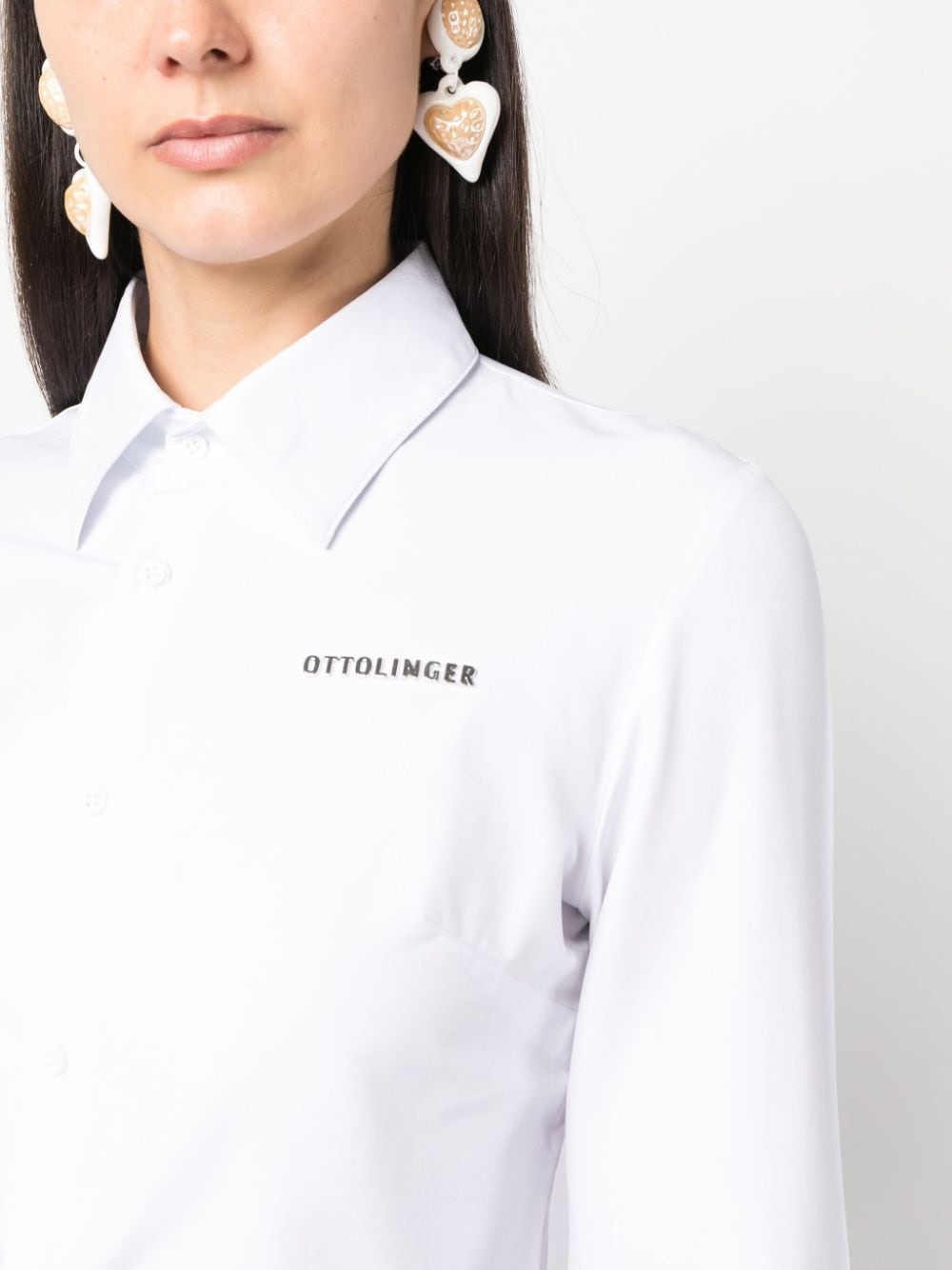 logo-lettering cropped shirt - 5