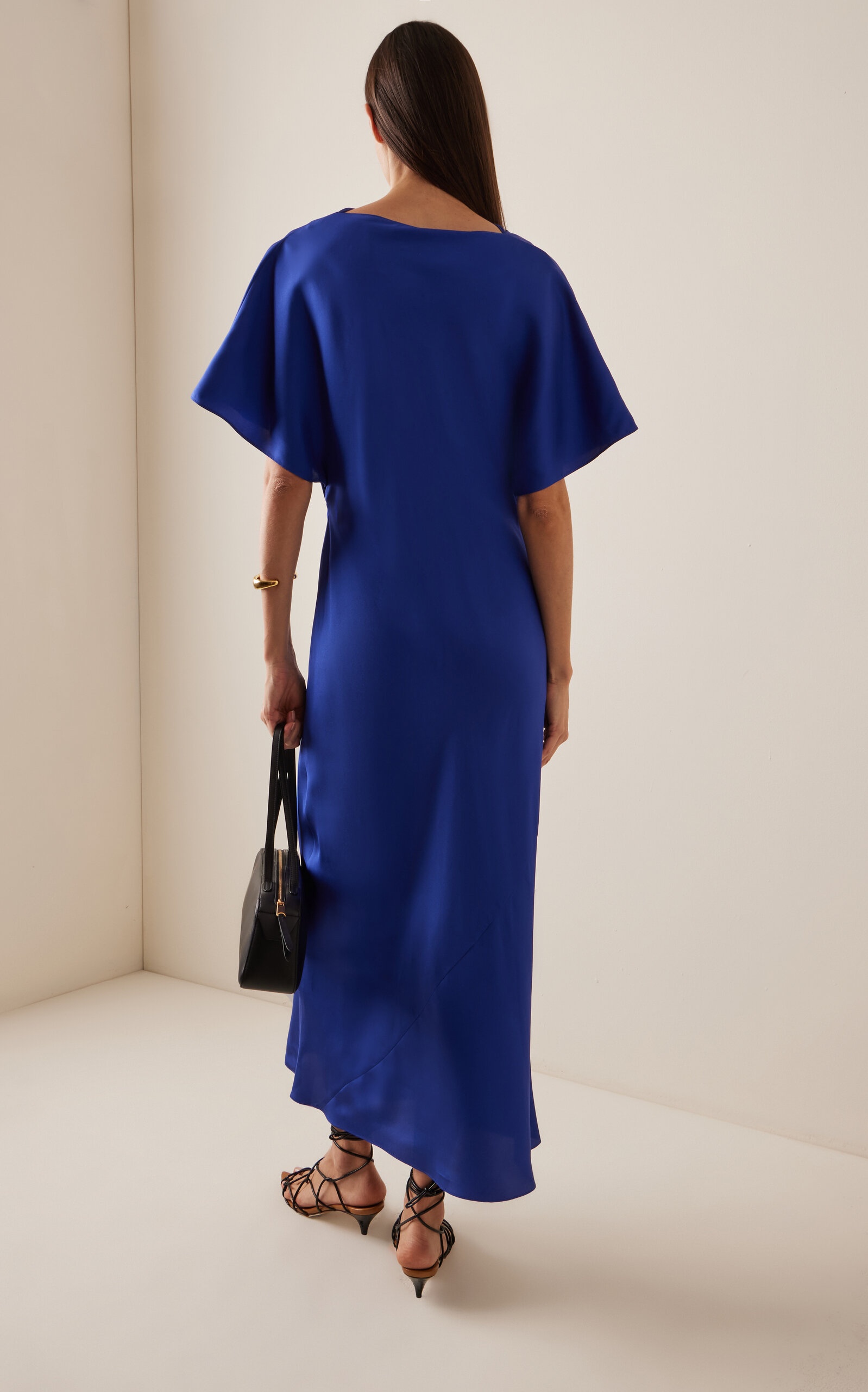Draped Silk Dress blue - 4