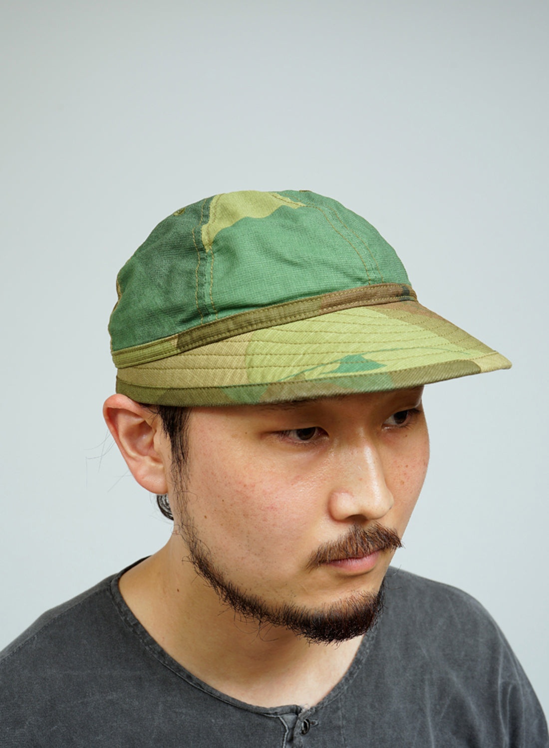 40's US Army Cap Fade Cloth in Green Camo - 2