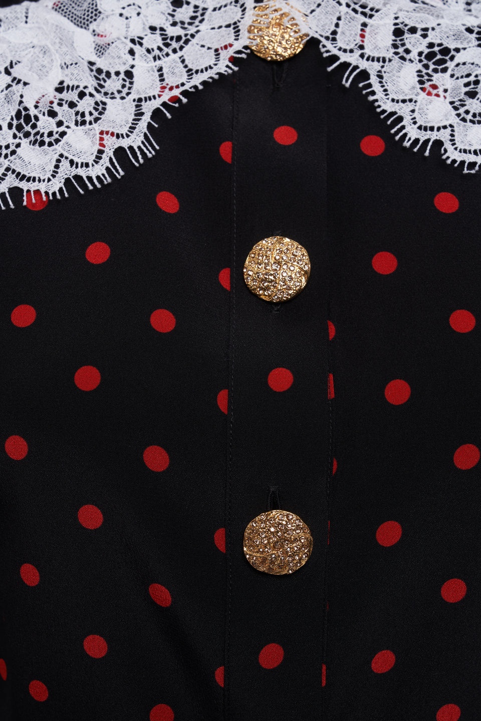 POLKA DOT PRINT SILK MINI DRESS WITH JWL BUTTONS - 3