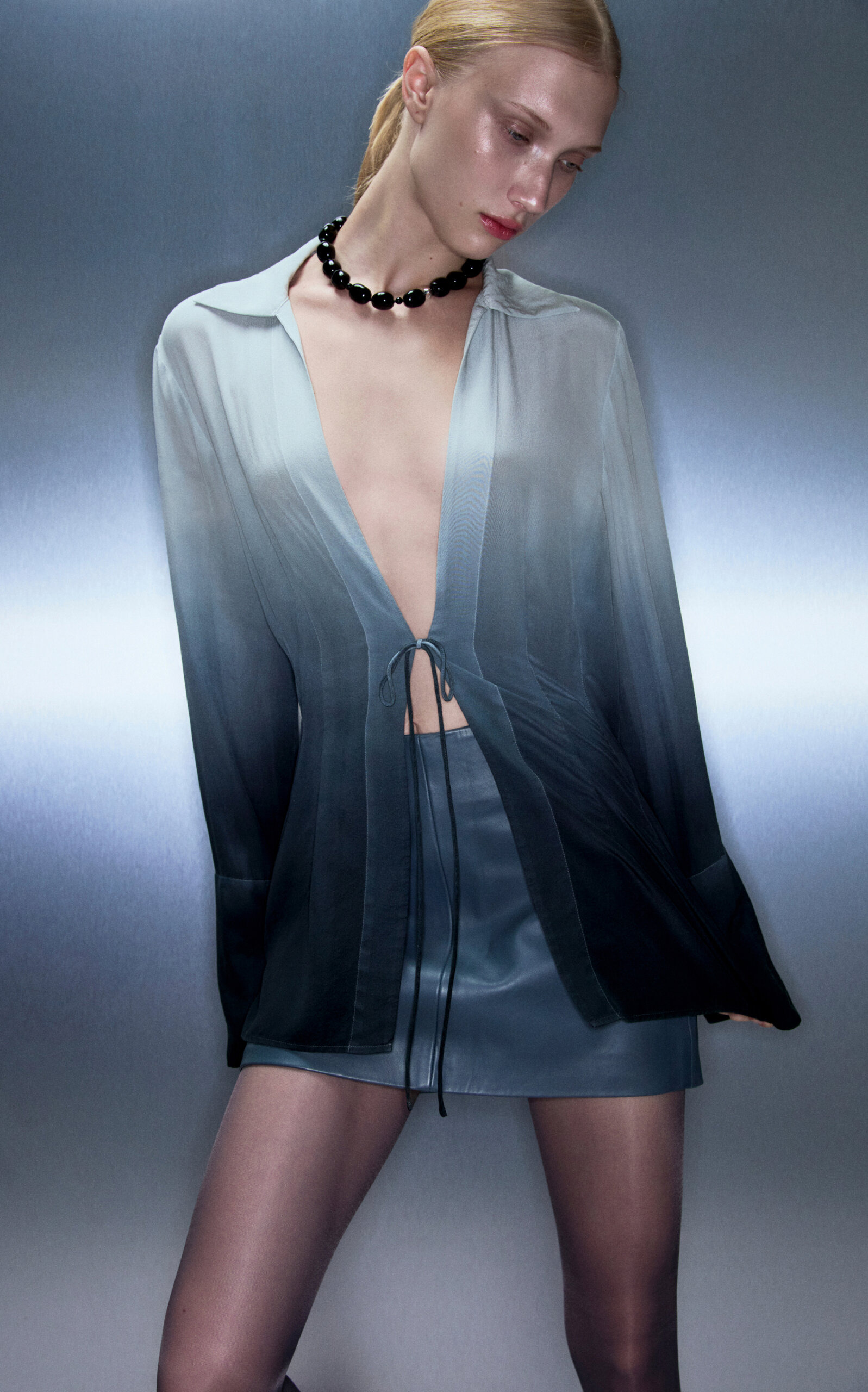 Exclusive Dip-Dyed Silk Shirt blue - 2