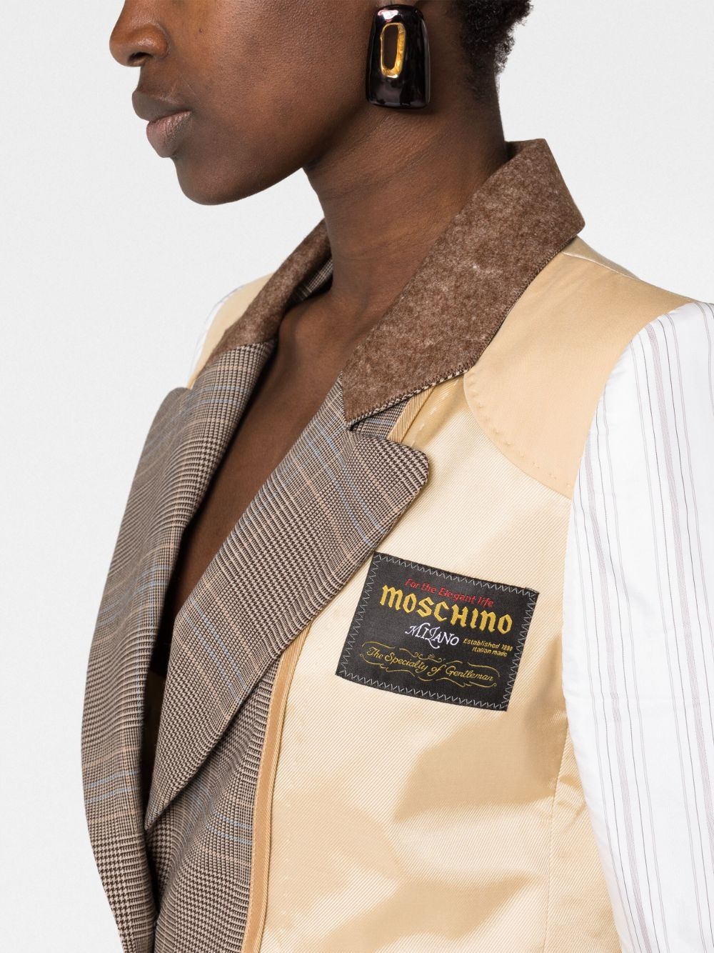 patchwork single-breasted blazer - 3