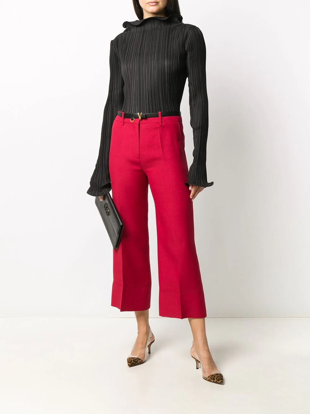 cropped virgin wool trousers - 2