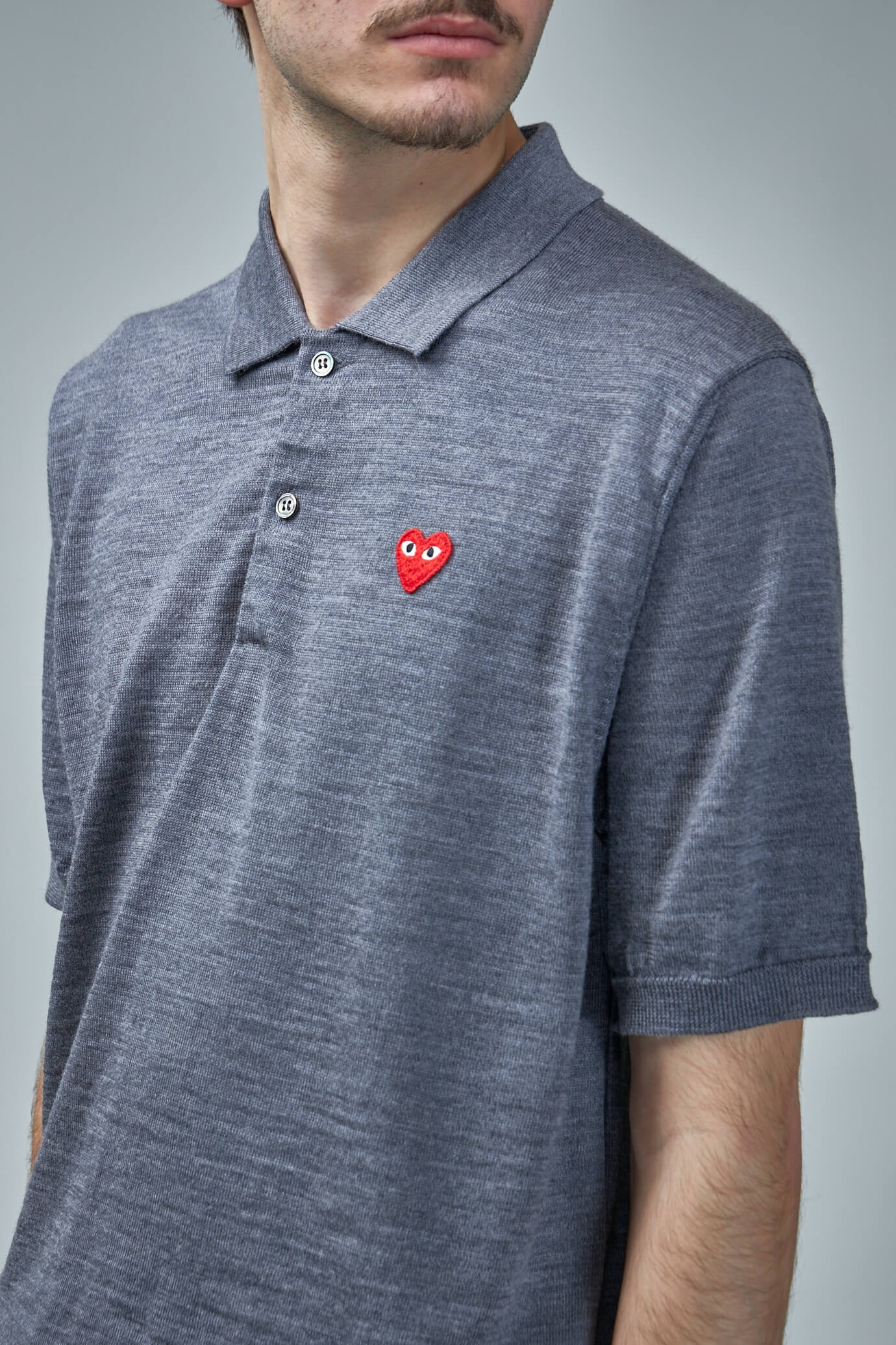 Polo -Neck Short Sleeve Knit grey - 4