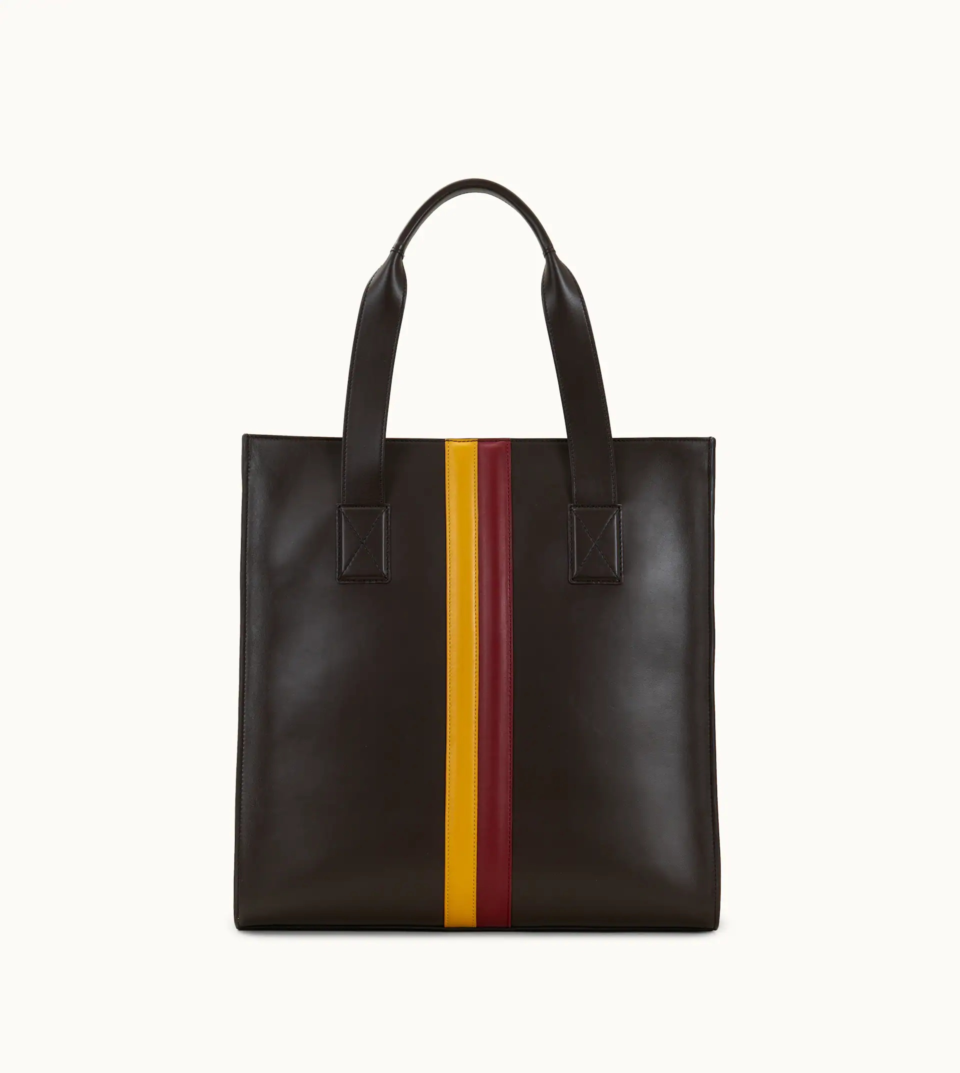 SHOPPING TOTE BAG MEDIUM - BROWN, RED, YELLOW - 1