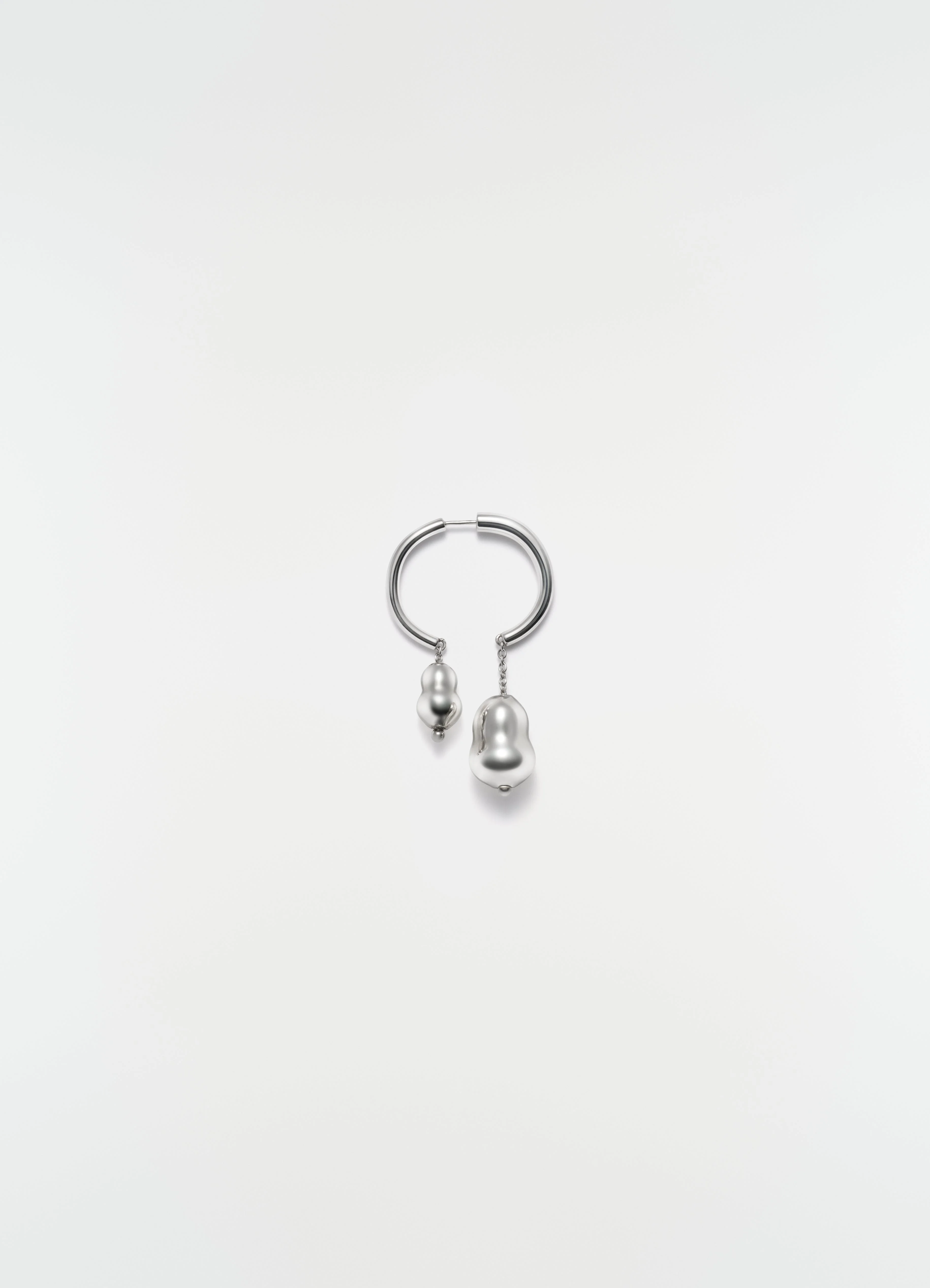GLASS BLOWN SINGLE HOOP IN RHODIUM SILVER - 1