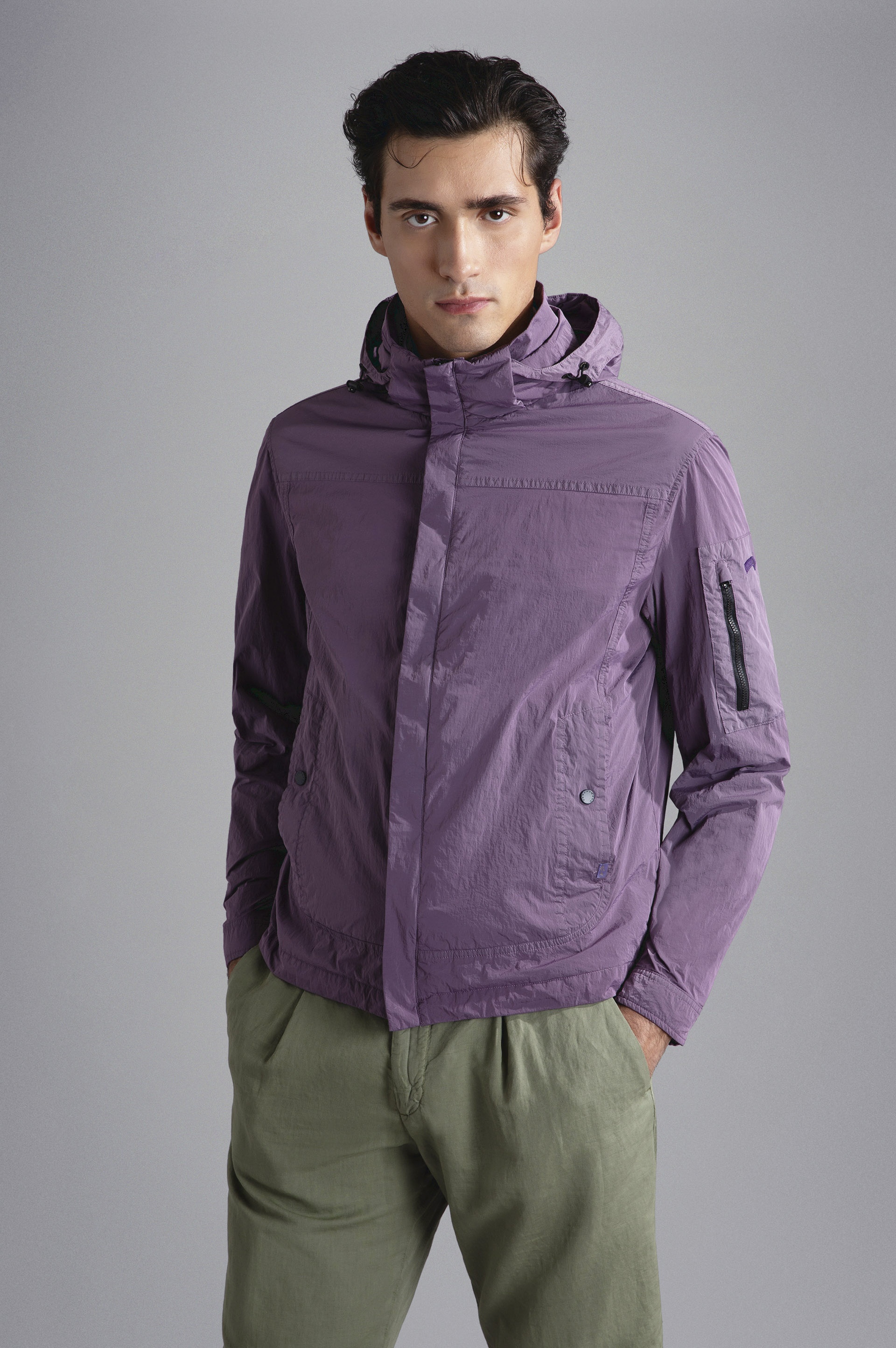 GARMENT DYED CRINCKLE NYLON WINDBREAKER - 6