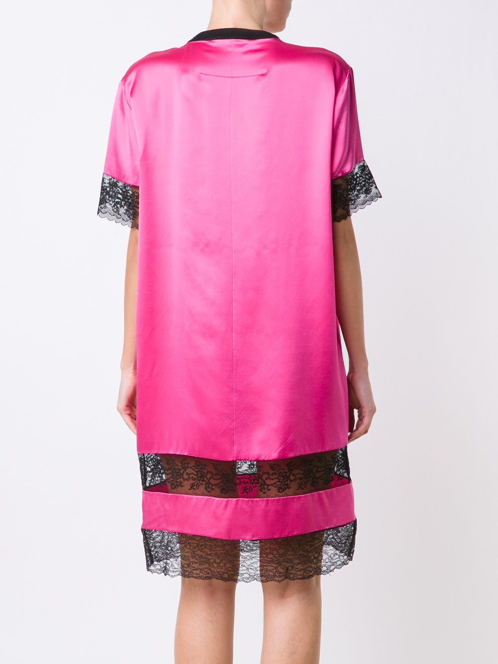 lace panel T-shirt dress - 4