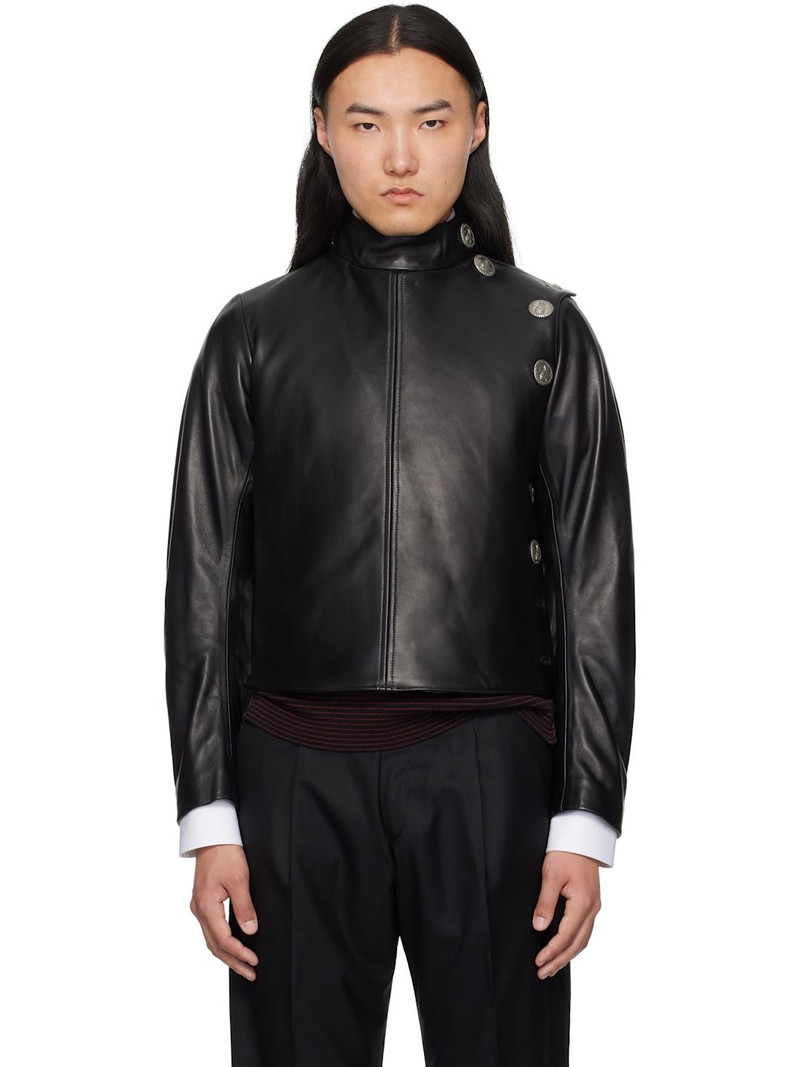 Black Fencing Leather Jacket 1