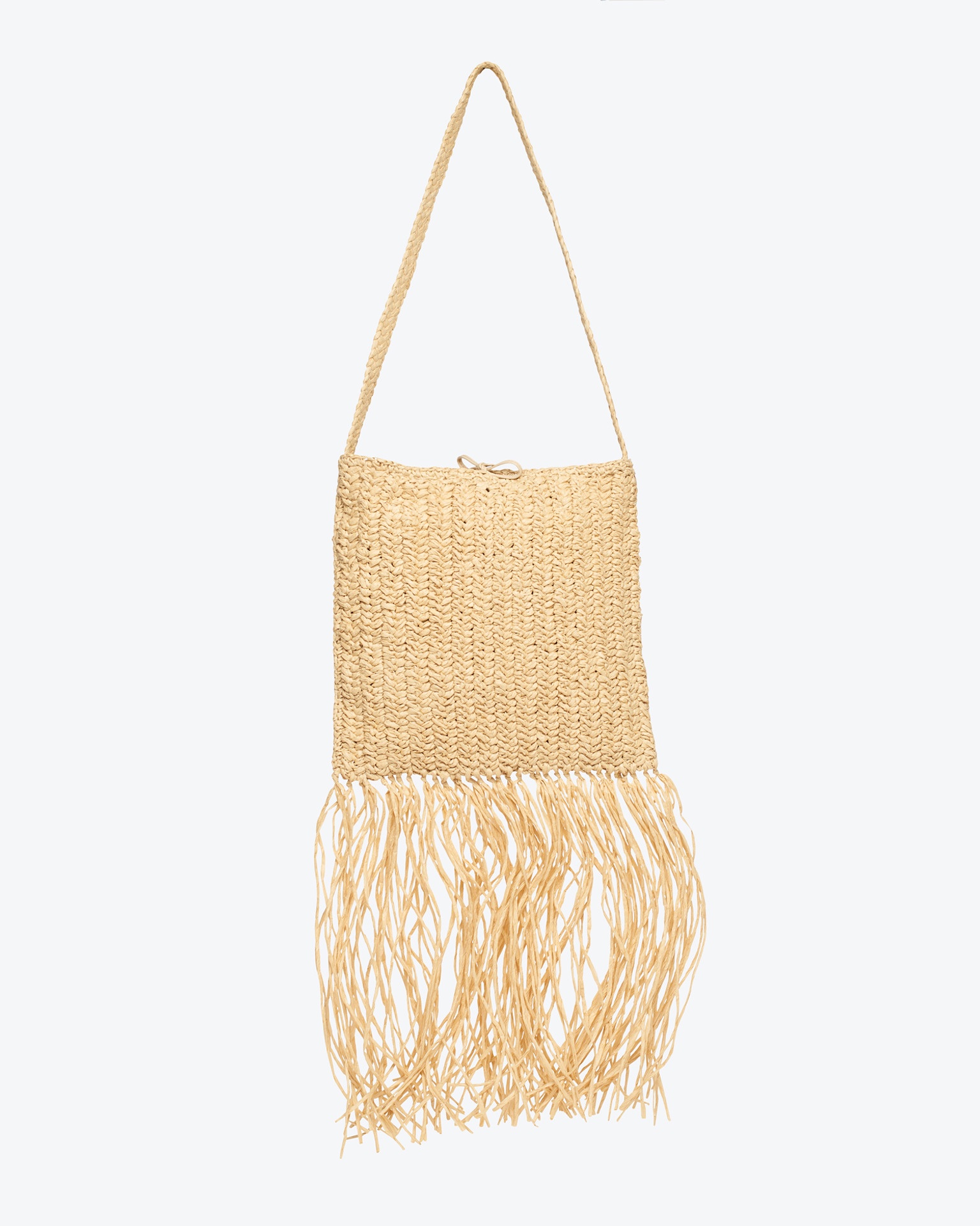 THE FRINGE TOTE - Fringed raffia tote - Natural/almond - 2