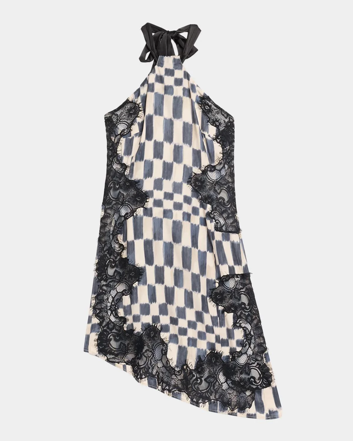 Anora Check Lace Asymmetric Mini Dress - 1