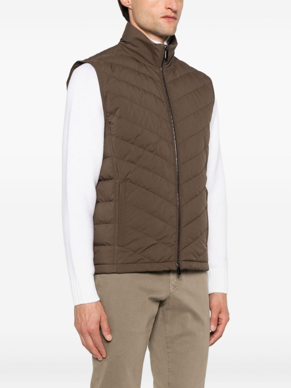 quilted zip-front gilet - 3