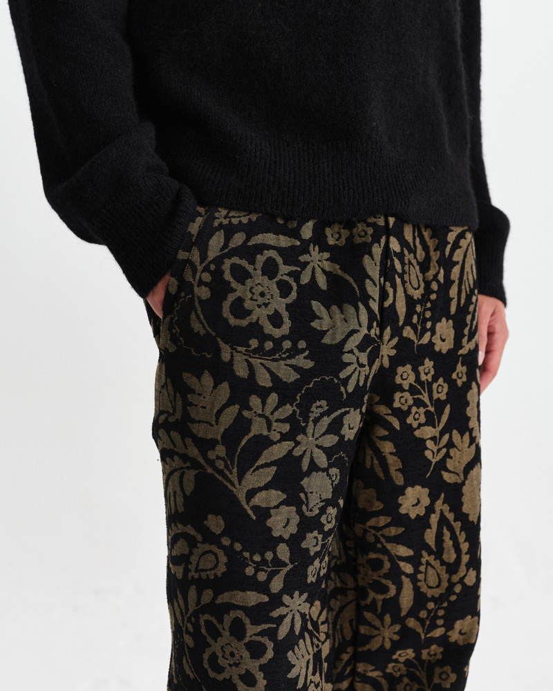 Tyne - Black And Khaki Chenille Jacquard Trousers 6