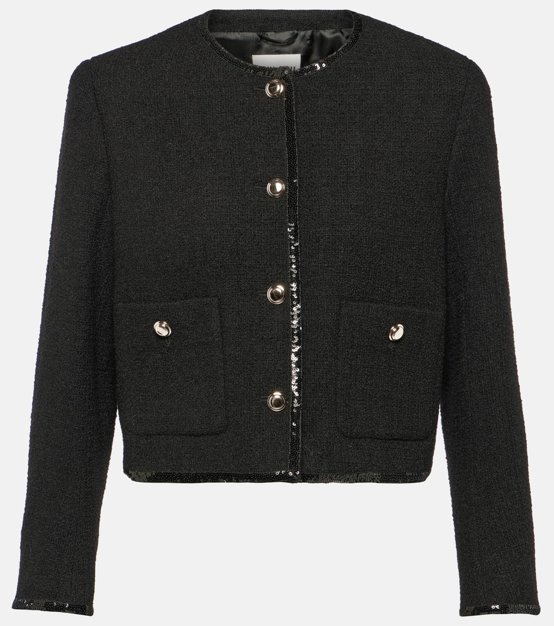 Cropped wool-blend tweed jacket - 1