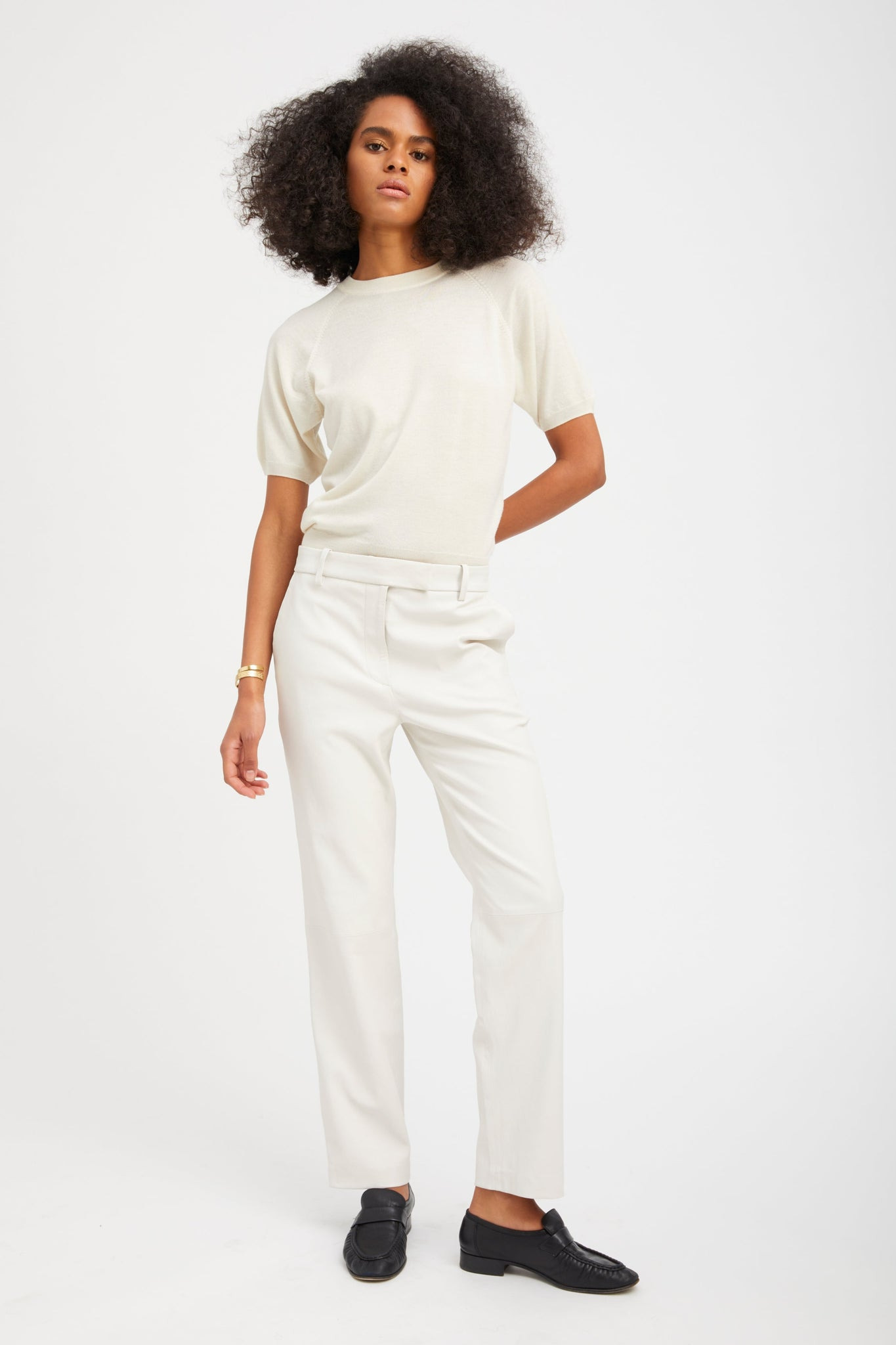 CHALK CASHMERE SHORT SLEEVE RAGLAN SWEATER - 2