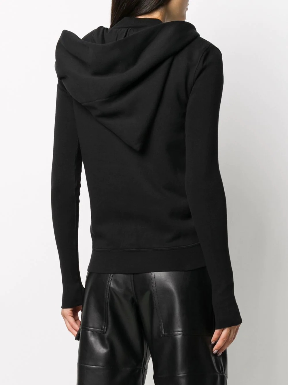 asymmetric collar zip-up hoodie - 4