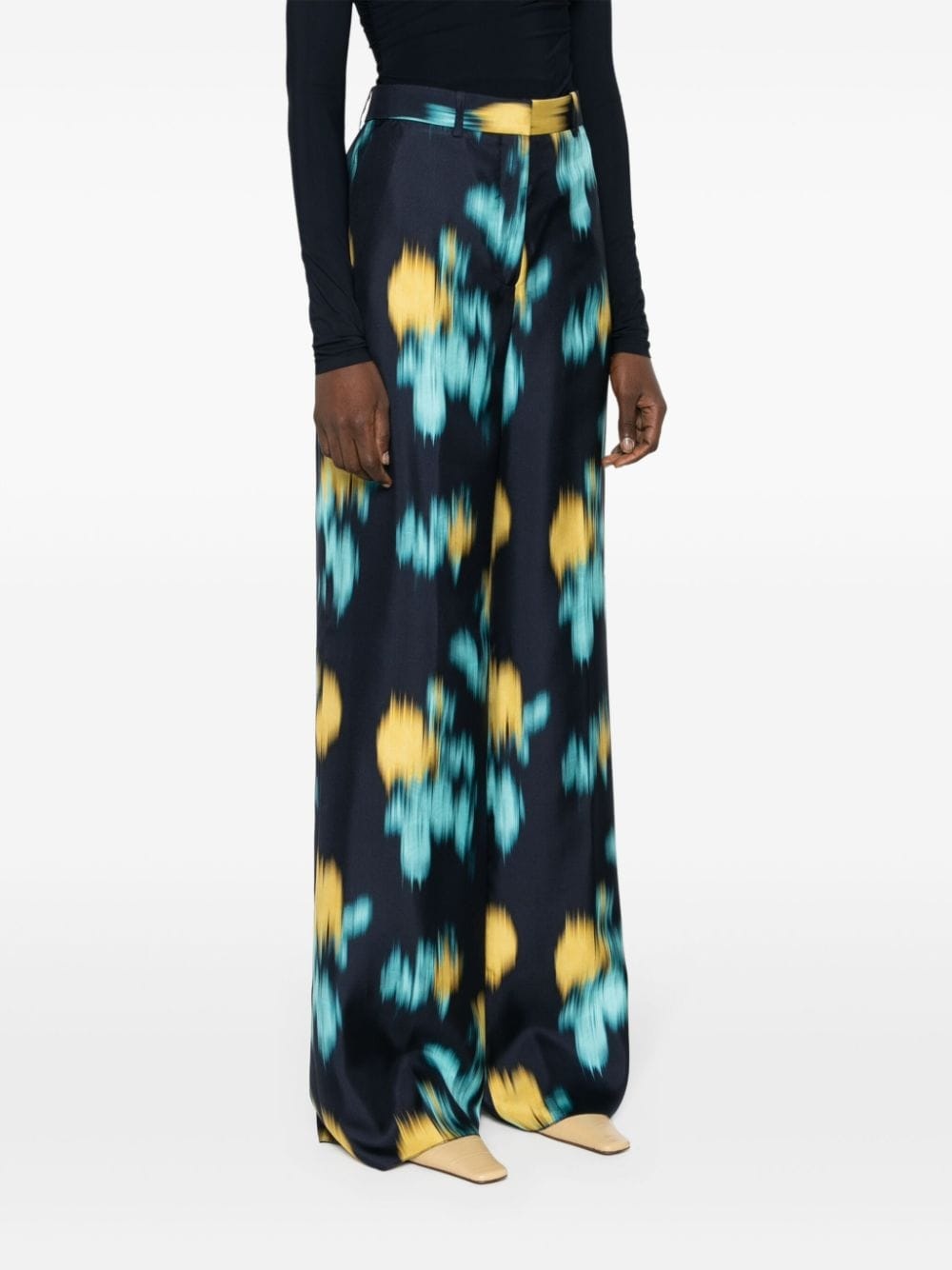 abstract-print wide-leg trousers - 3