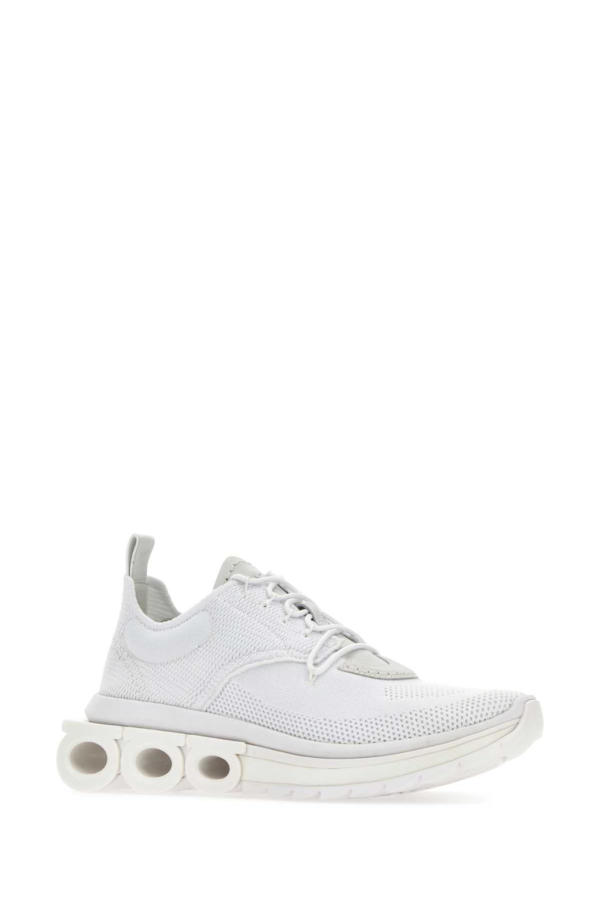 Salvatore Ferragamo Men White Tech Knit Nima Sneakers - 2