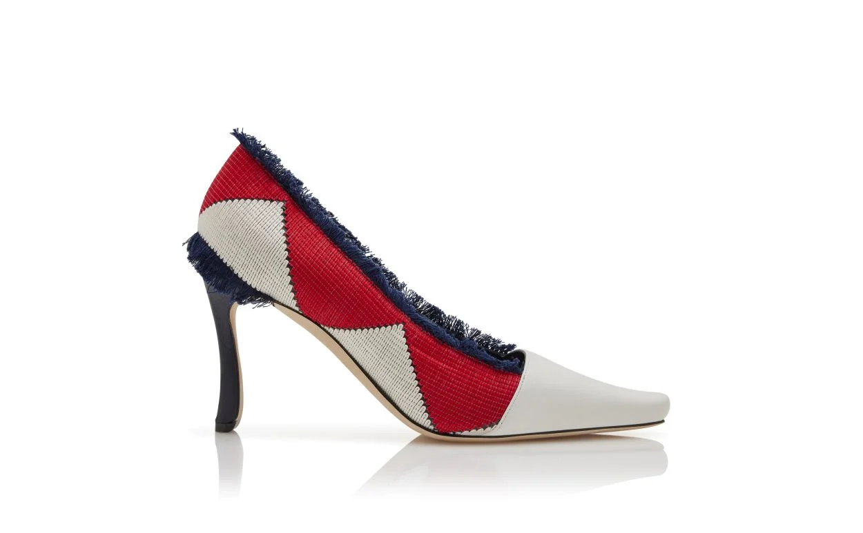 Red and White Cotton Pumps - 1