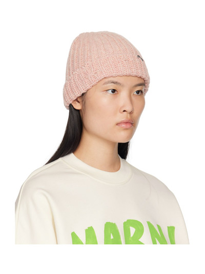 Marni Pink Hand-Stitched Logo Beanie outlook