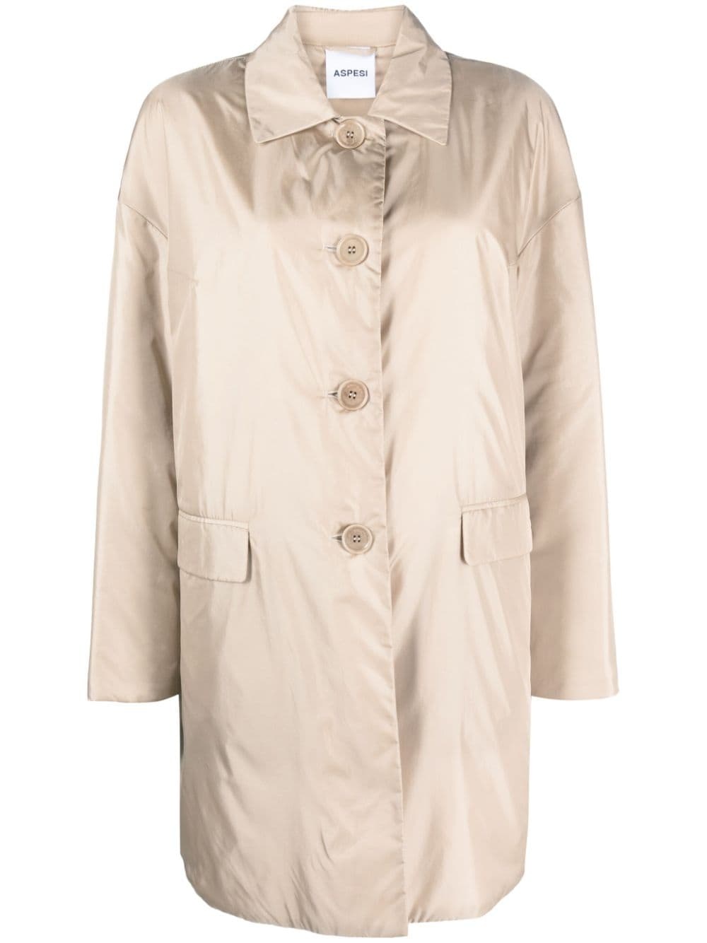 buttoned-up padded trench coat - 2