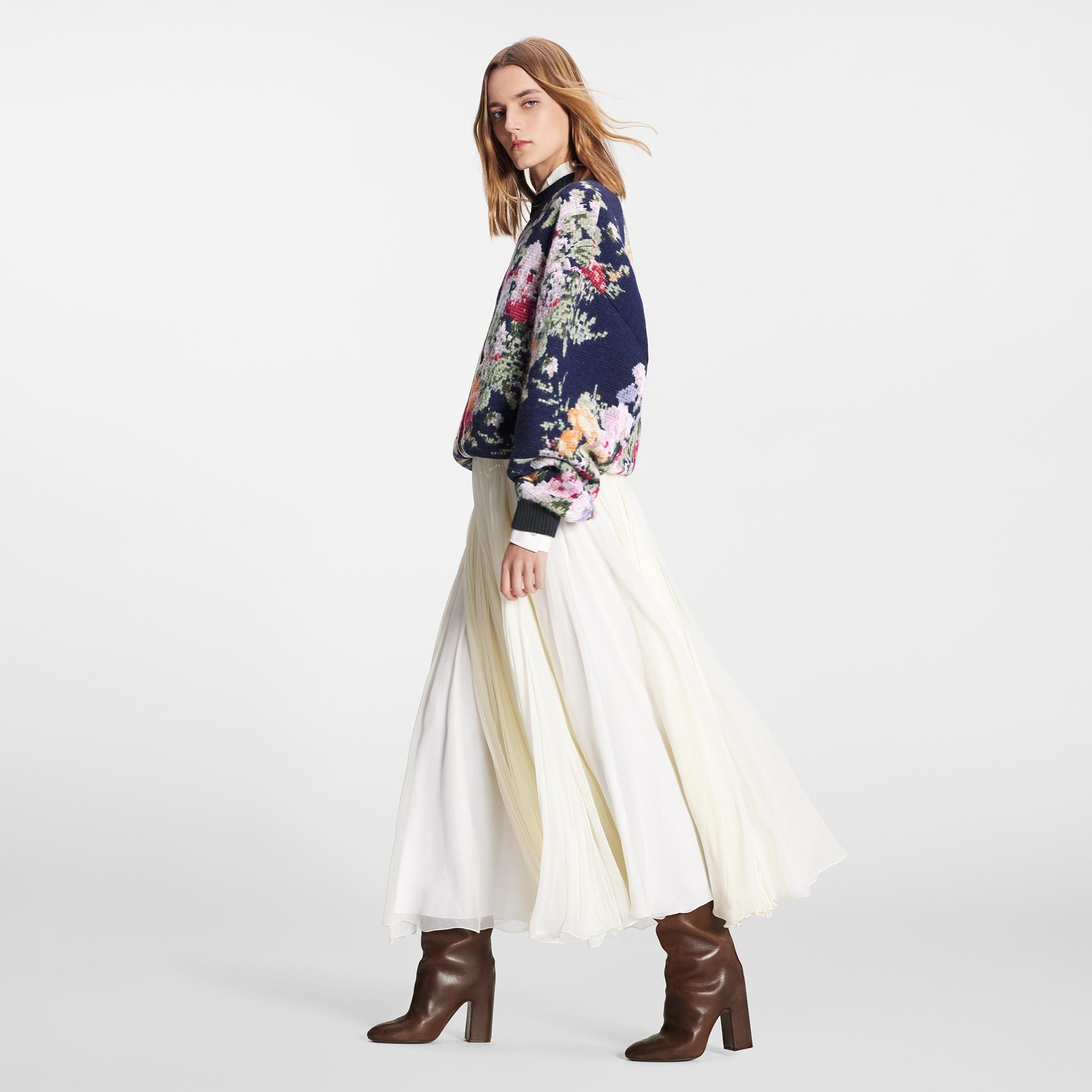 Fluid Silk Chiffon Midi Skirt - 2