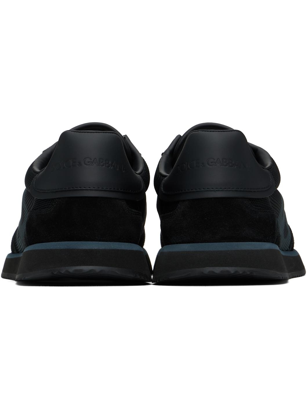 Black Mixed-Material 'DG' Cushion Sneakers - 2