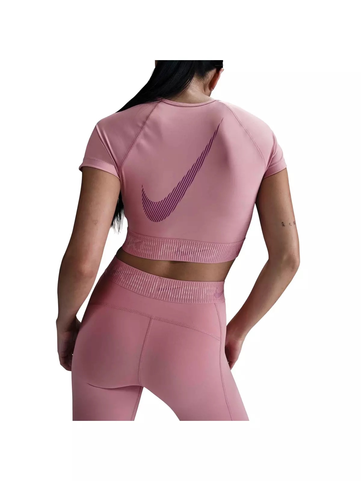 Women's Pro Dri-FIT Short-Sleeve Cropped Graphic Top-Pink - 2