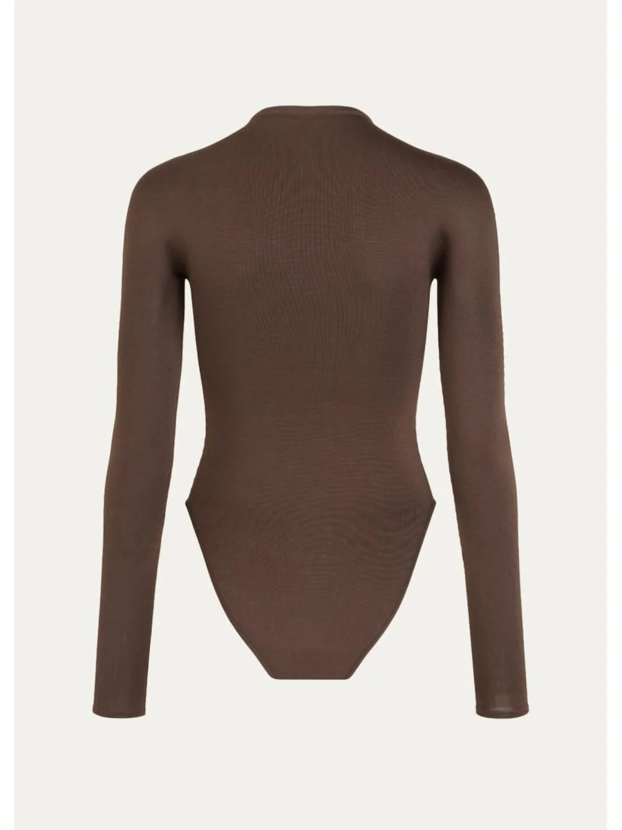 Semi-Sheer Mock-Neck Bodysuit - 1