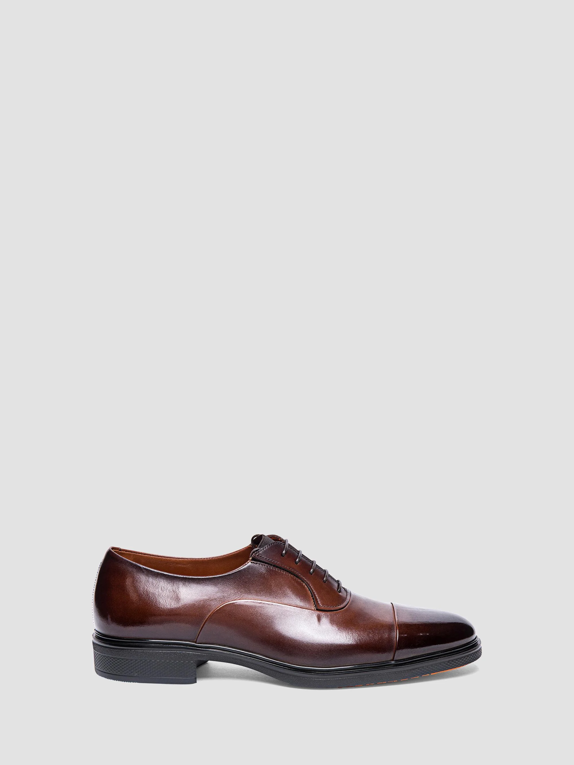 Men's Leather Cap-Toe Derby Shoes - Dark Brown - 1