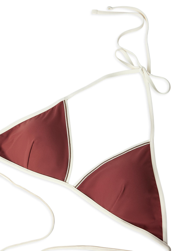 Women's Techno Jersey Bikini Top With Monili - Bordeaux 4