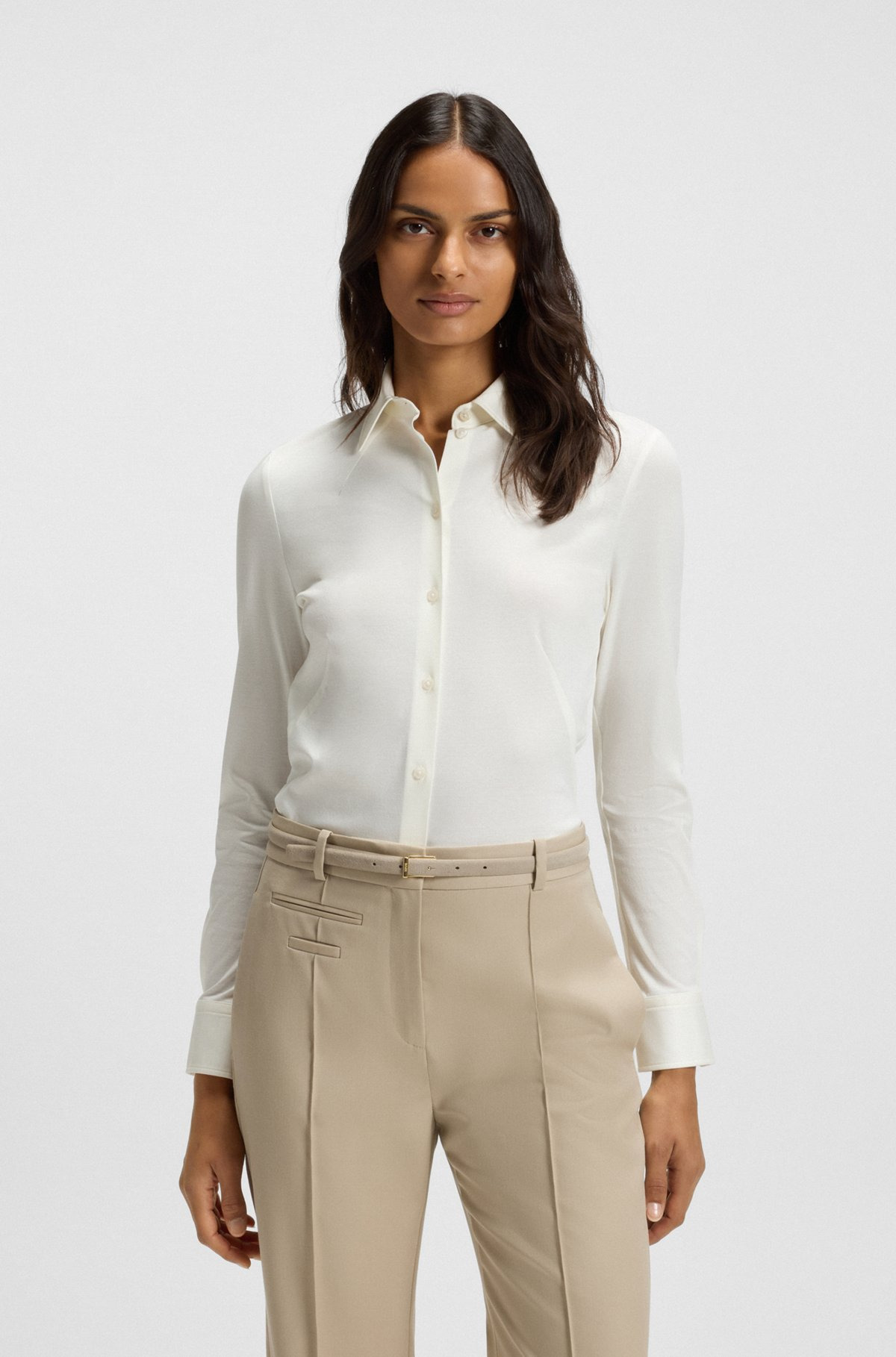 EXTRA-SLIM-FIT BLOUSE IN COTTON JERSEY - 2