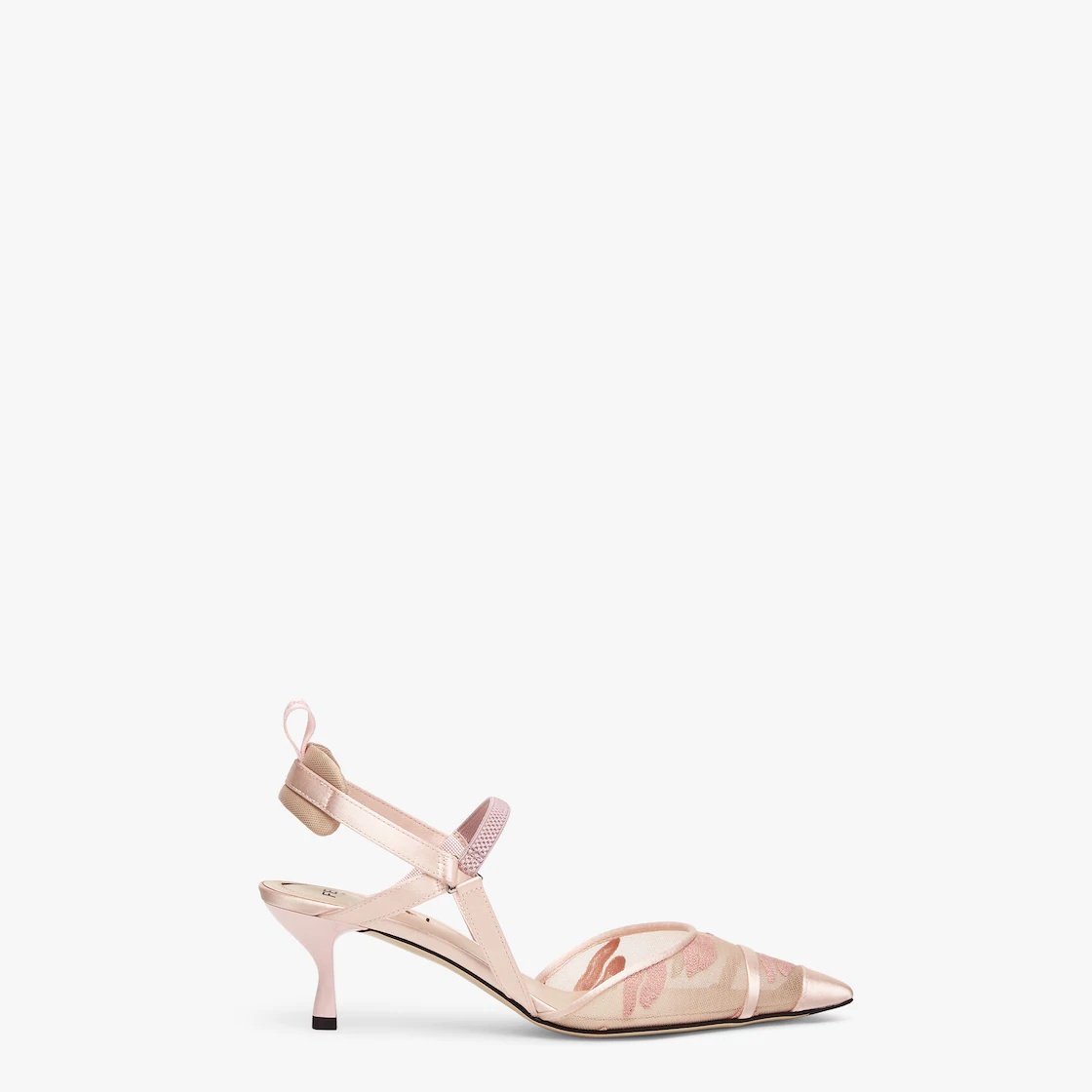 Pink mesh medium-heeled slingbacks - 1