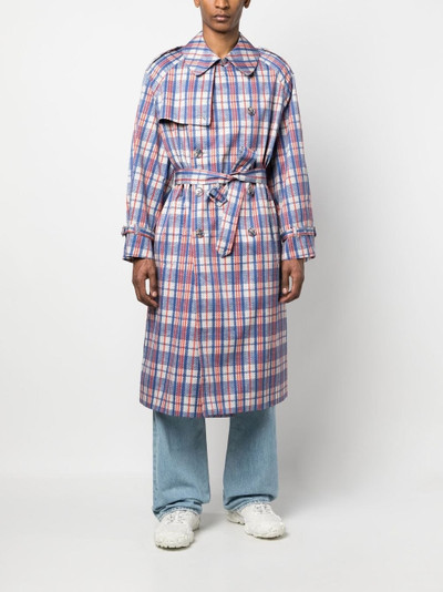 VETEMENTS check-pattern double-breasted trench coat outlook