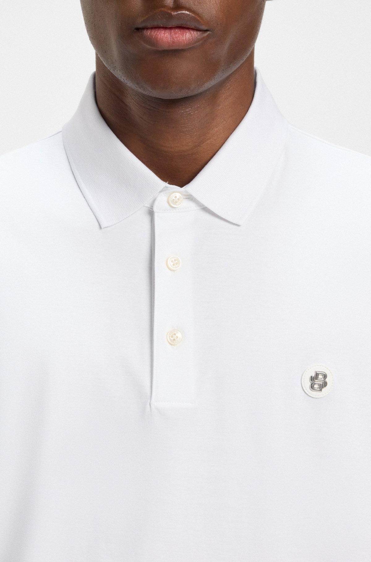 MERCERIZED-COTTON POLO SHIRT WITH DOUBLE MONOGRAM - 3