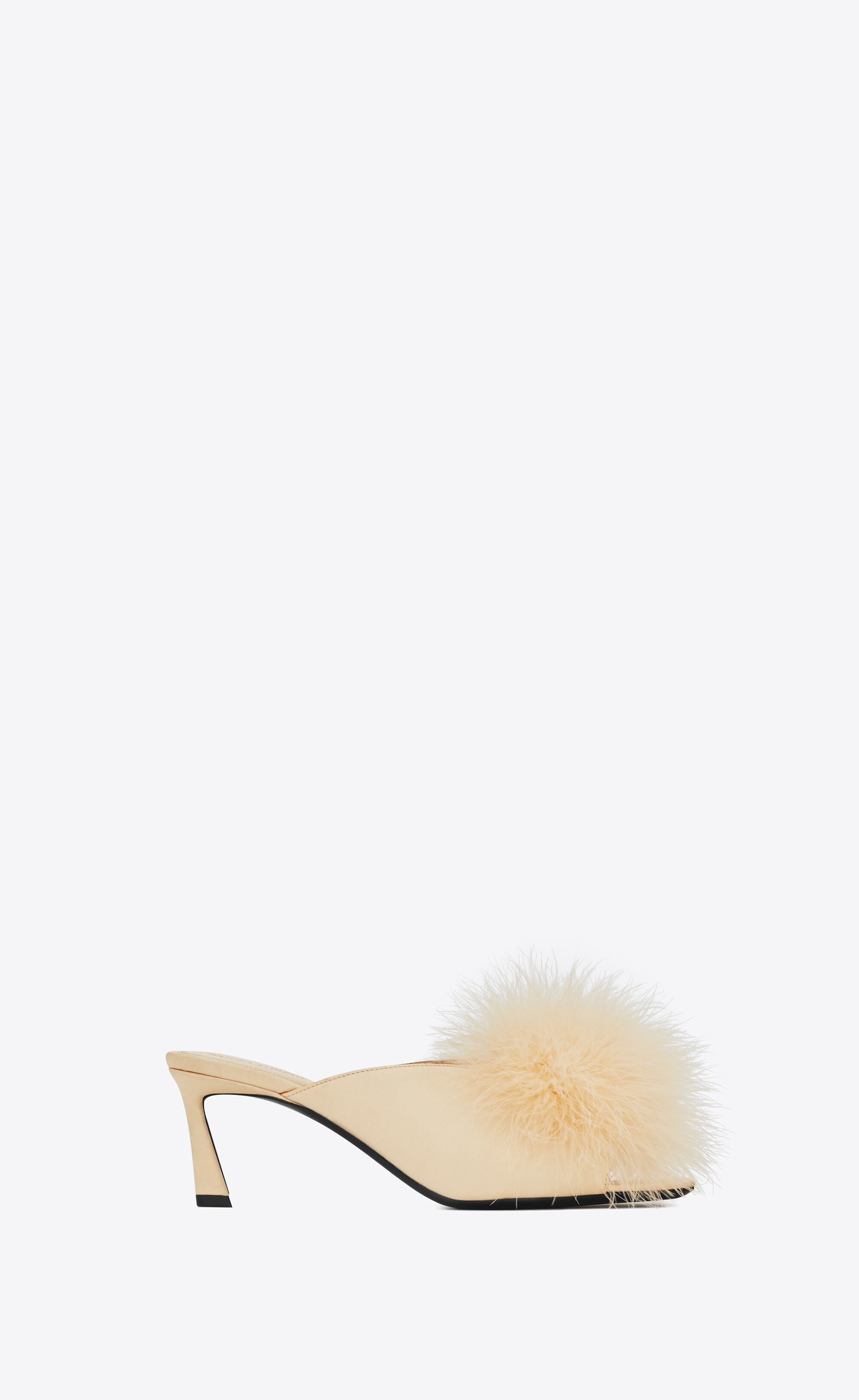 mae mules in crepe satin with feathers - 1