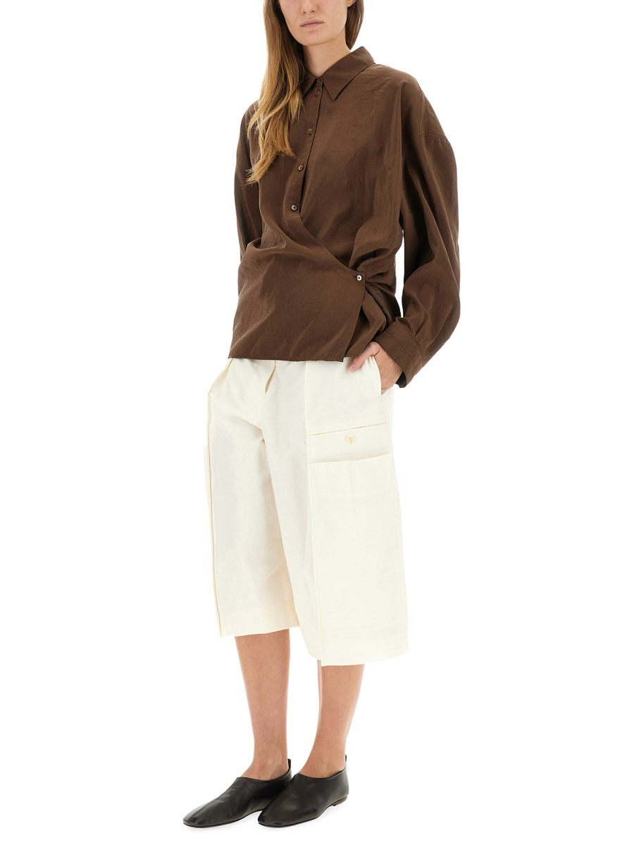 SILK SHIRT WITH STRAIGHT TWISTED COLLAR - 2