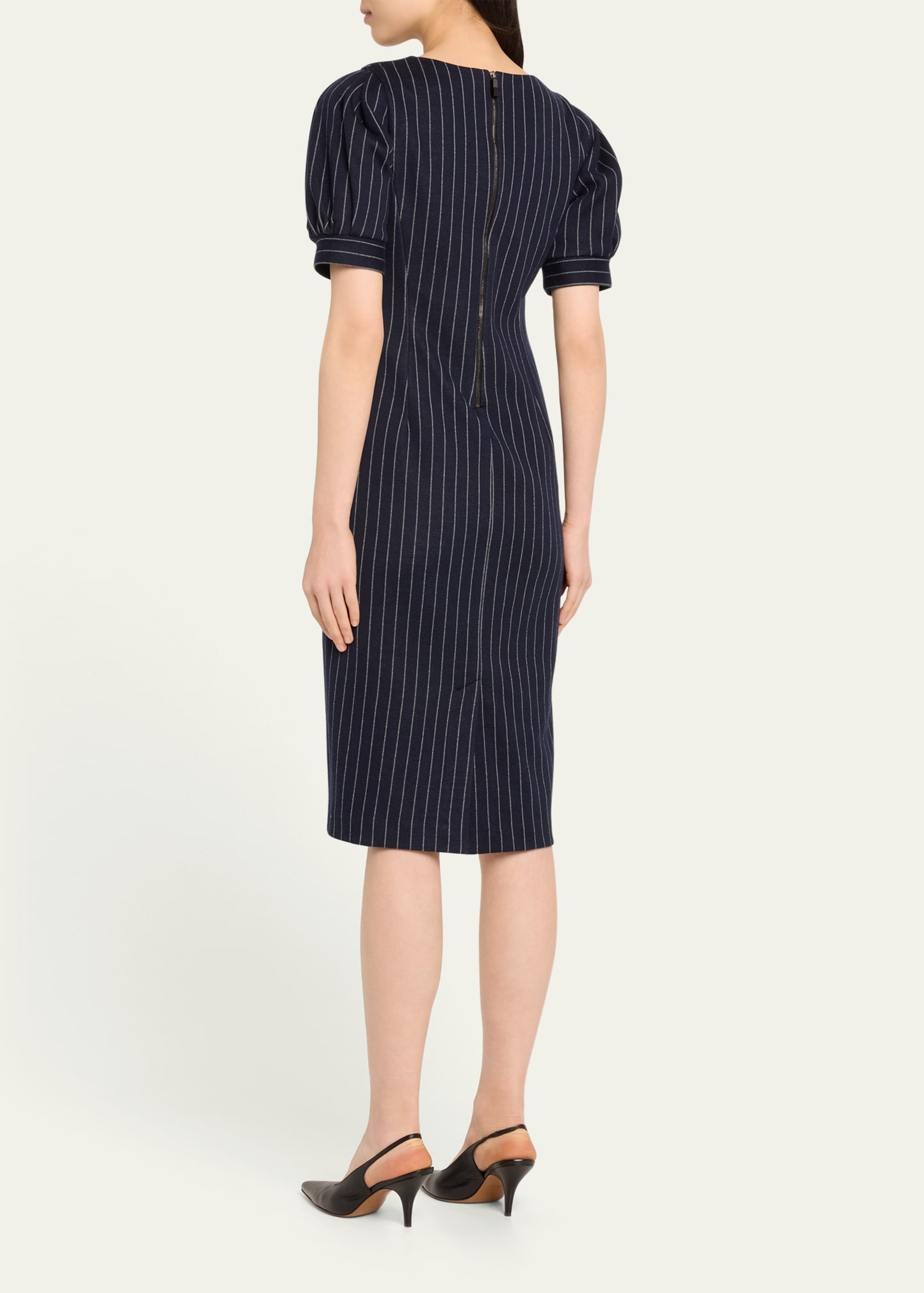 Tunica Striped Puff-Sleeve Midi Dress - 3