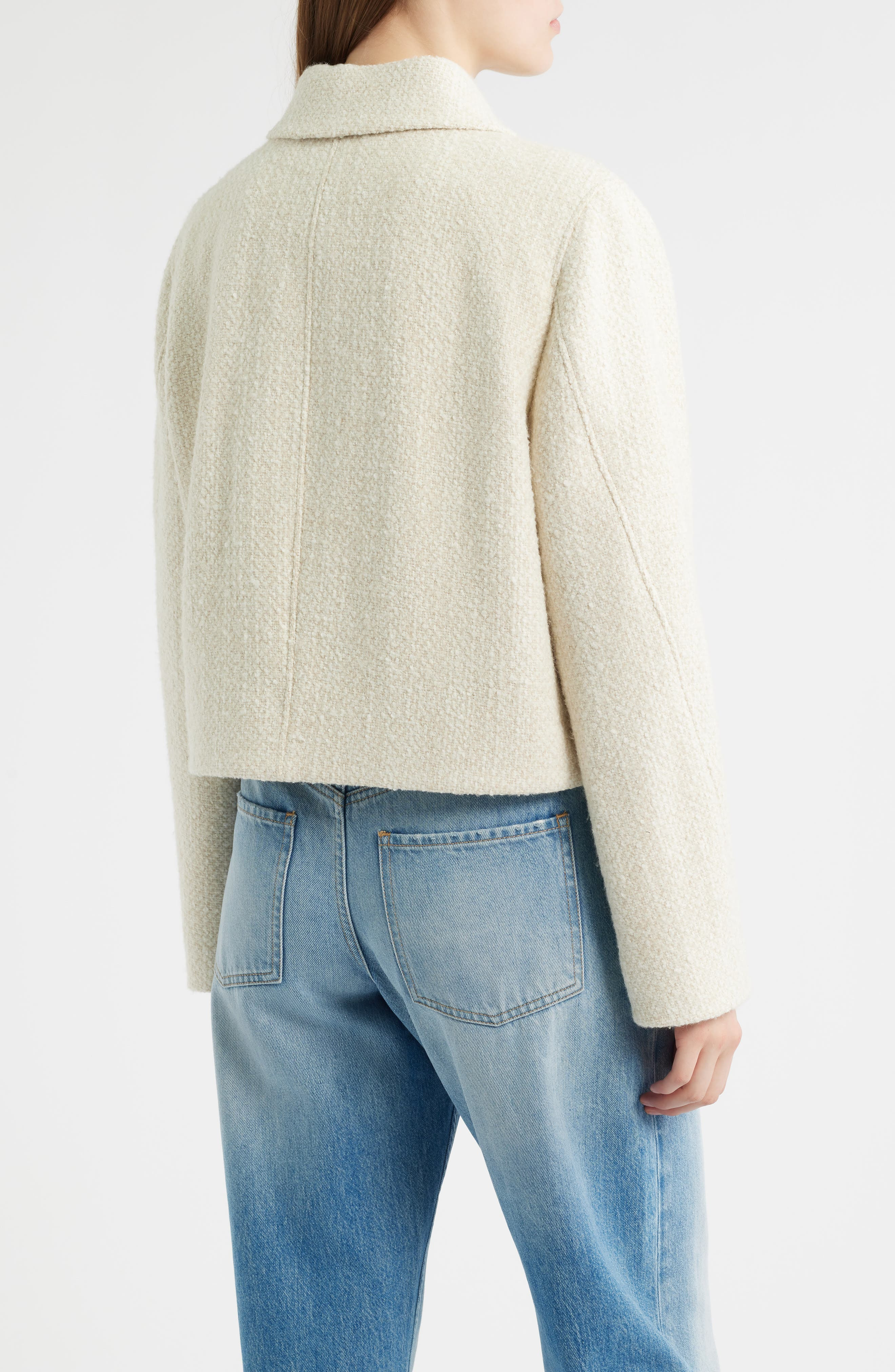 BOSS Cafiore Textured Wool Blend Jacket in Soft Cream at Nordstrom - 2